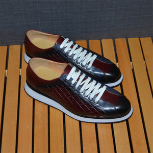 Elegant Cow Leather Lace-Up Business Sneakers