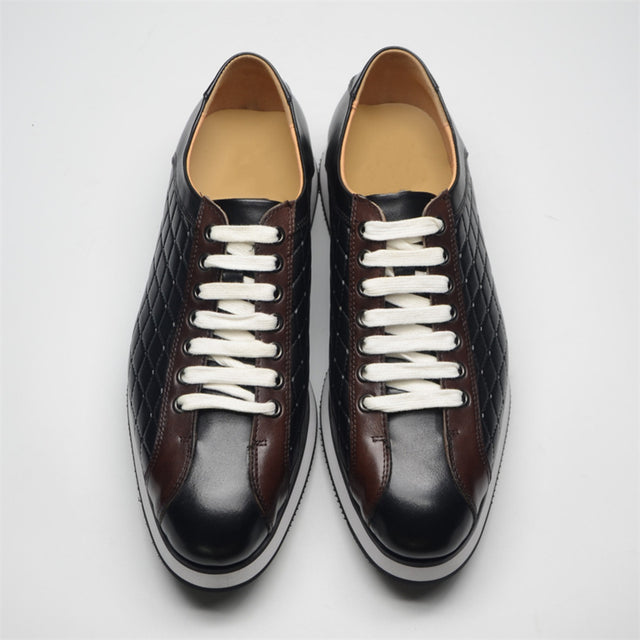 Elegant Cow Leather Lace-Up Business Sneakers