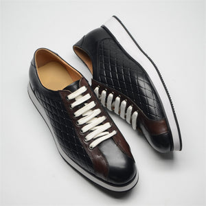 Elegant Cow Leather Lace-Up Business Sneakers