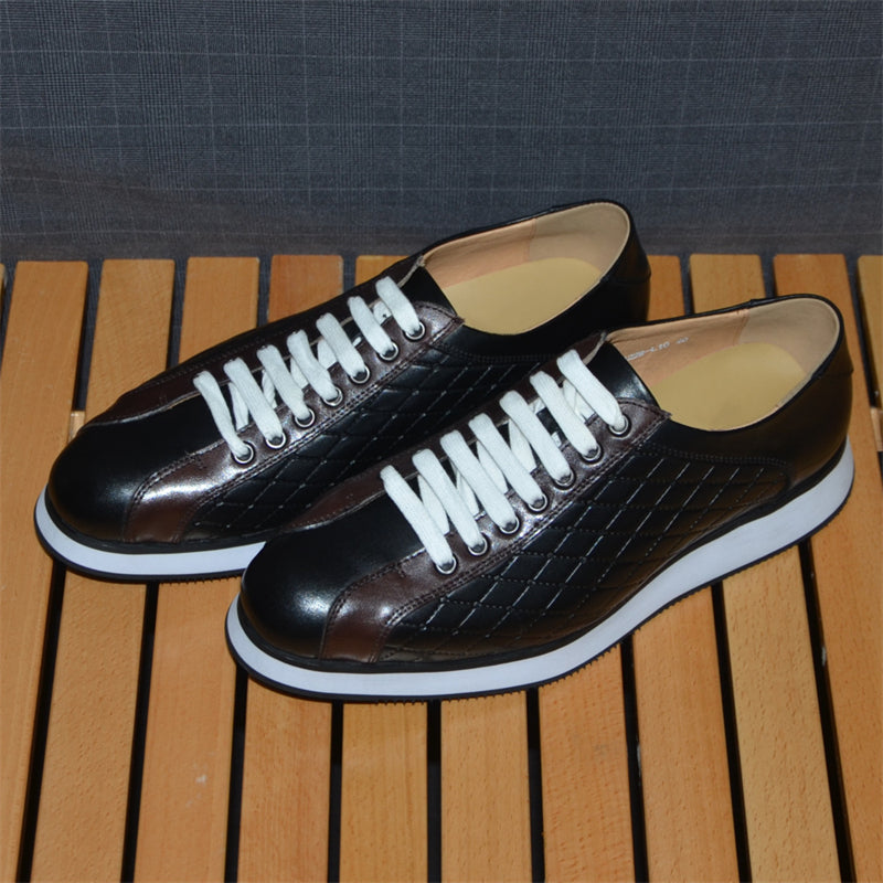 Elegant Cow Leather Lace-Up Business Sneakers