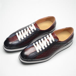 Elegant Cow Leather Lace-Up Business Sneakers