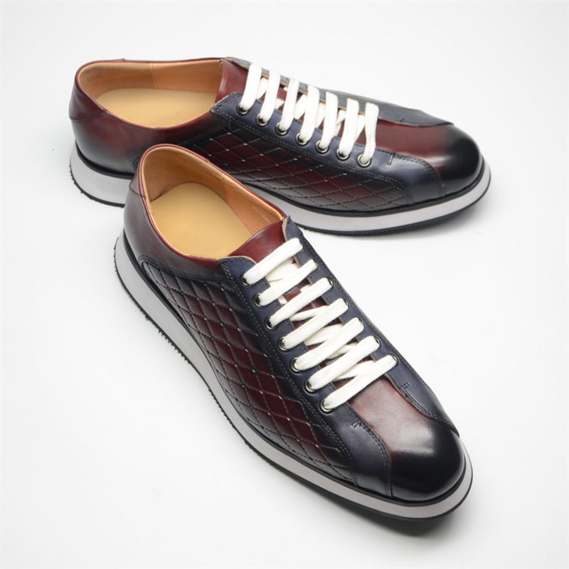 Elegant Cow Leather Lace-Up Business Sneakers