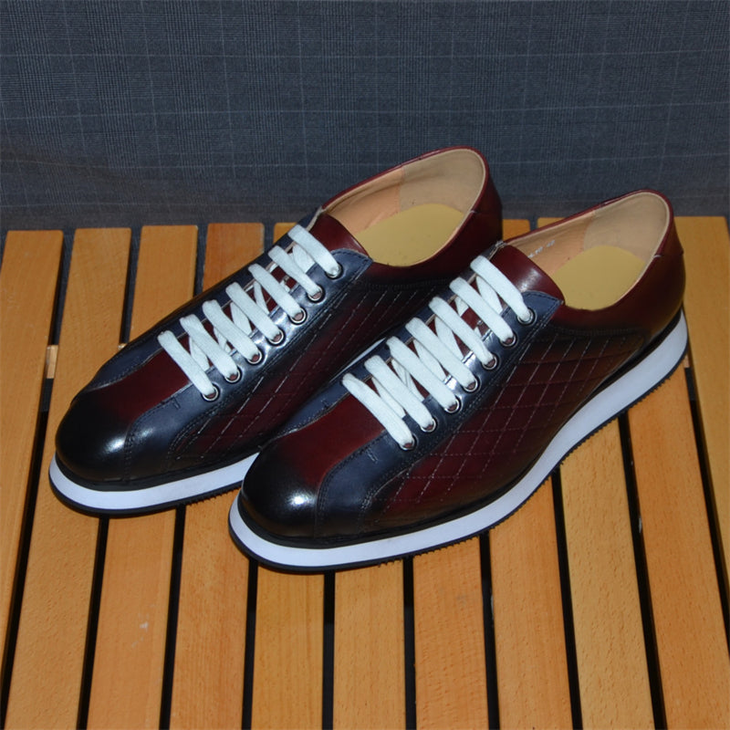 Elegant Cow Leather Lace-Up Business Sneakers