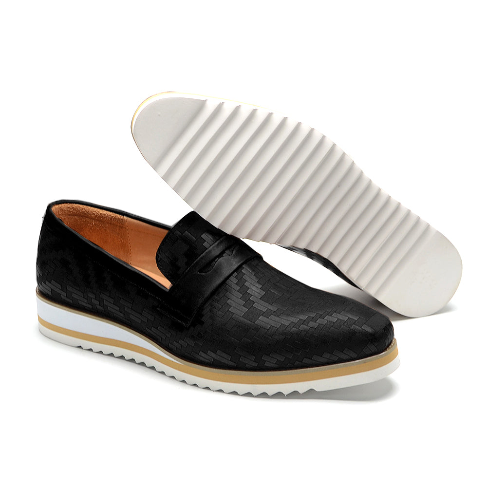 Elegant Round-Toe Platform Cow Leather Loafers