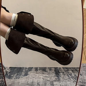 Exotic Serpent Chic Knee-High Boots