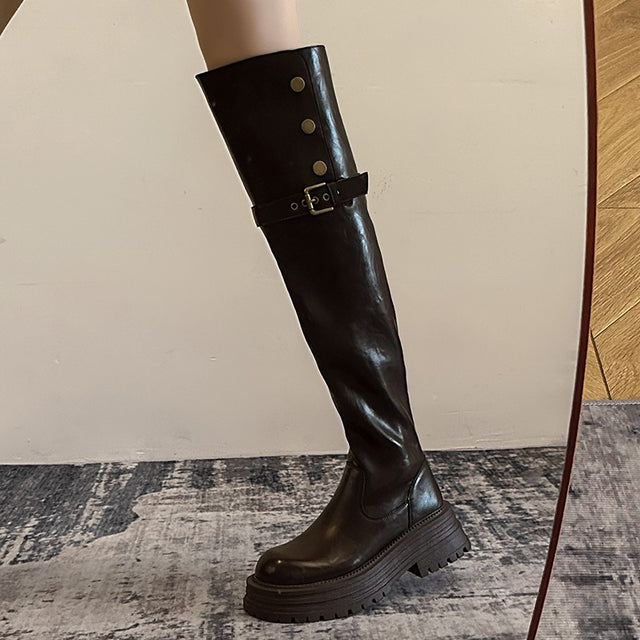 Exotic Serpent Chic Knee-High Boots