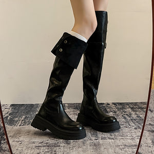 Exotic Serpent Chic Knee-High Boots