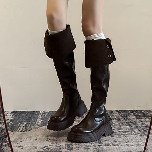 Exotic Serpent Chic Knee-High Boots