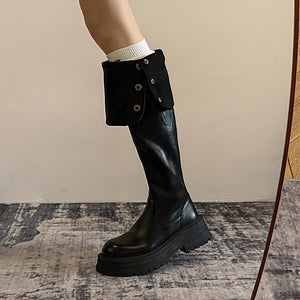 Exotic Serpent Chic Knee-High Boots