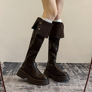 Exotic Serpent Chic Knee-High Boots