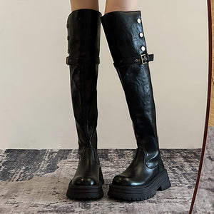 Exotic Serpent Chic Knee-High Boots