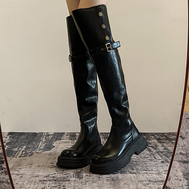 Exotic Serpent Chic Knee-High Boots