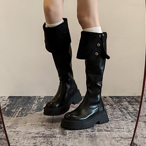 Exotic Serpent Chic Knee-High Boots