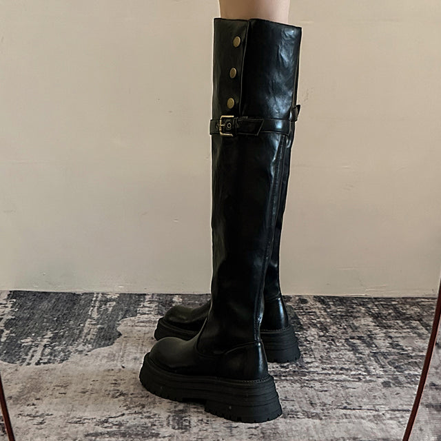 Exotic Serpent Chic Knee-High Boots