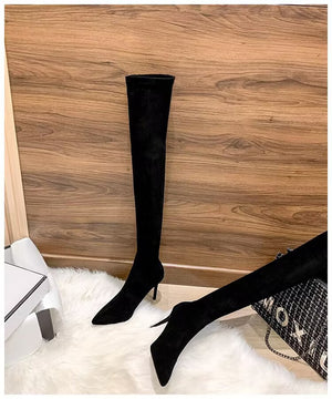 Exotic Serpent Chic Knee-High Boots