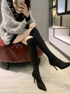 Exotic Serpent Chic Knee-High Boots