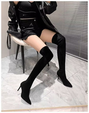 Exotic Serpent Chic Knee-High Boots