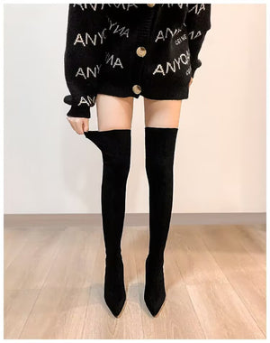 Exotic Serpent Chic Knee-High Boots