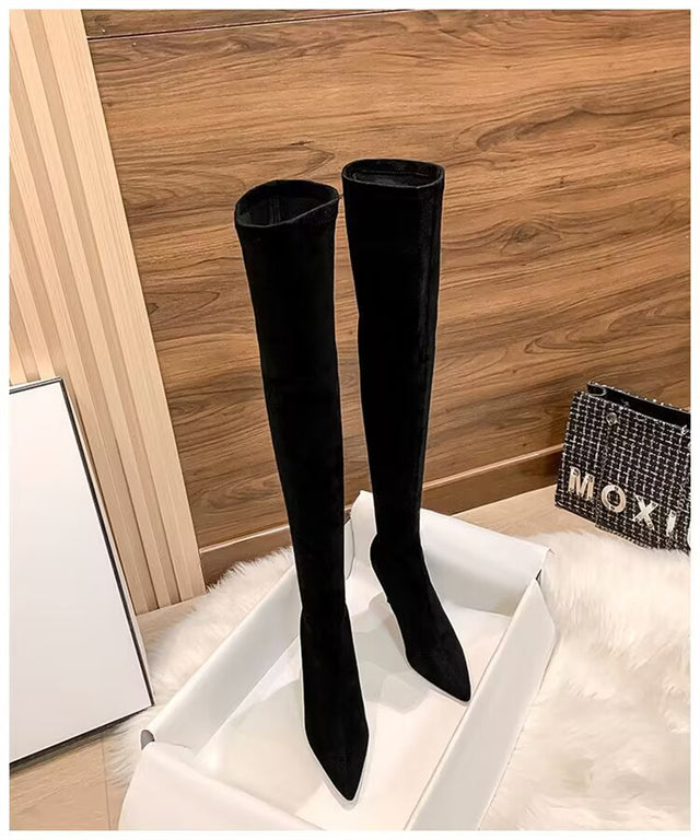 Exotic Serpent Chic Knee-High Boots