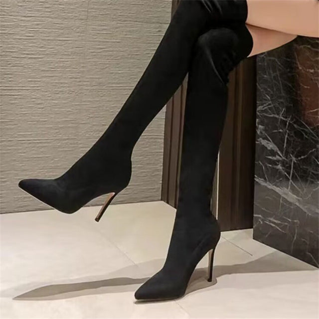 Exotic Serpent Chic Knee-High Boots