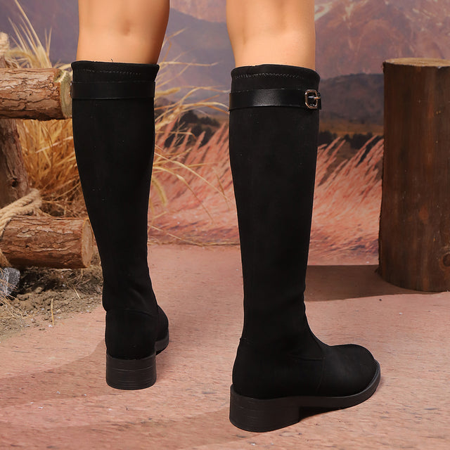 Exotic Serpent Chic Knee-High Boots