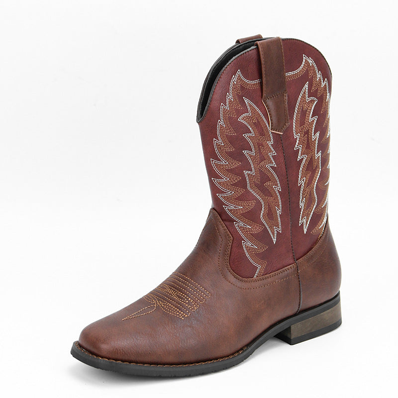 Embroidered Exotic Western Mid-Calf Cowboy Boots