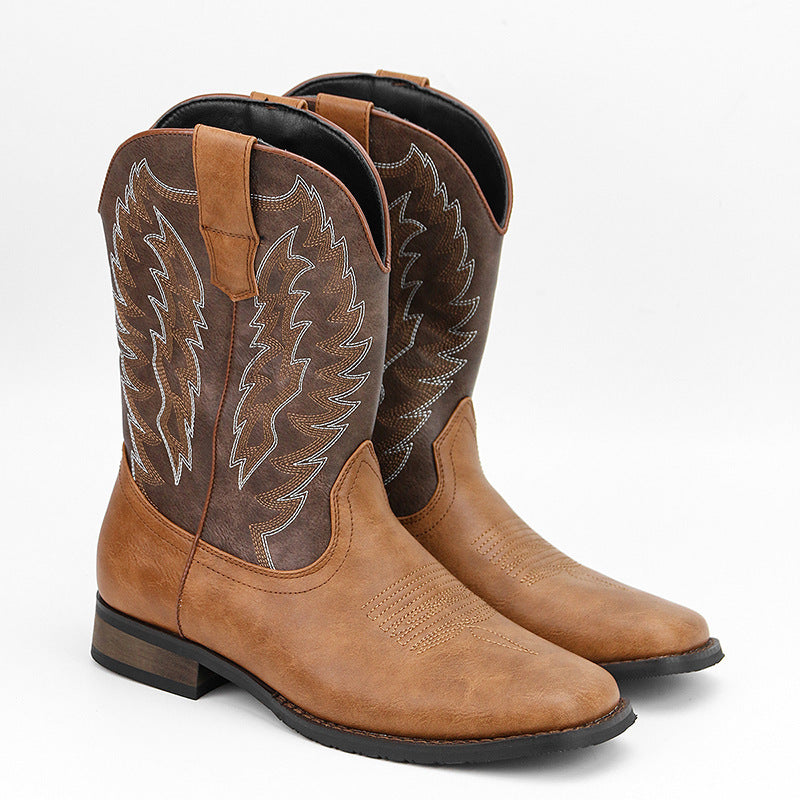 Embroidered Exotic Western Mid-Calf Cowboy Boots