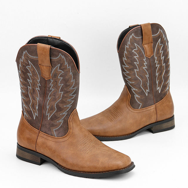 Embroidered Exotic Western Mid-Calf Cowboy Boots