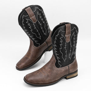 Embroidered Exotic Western Mid-Calf Cowboy Boots