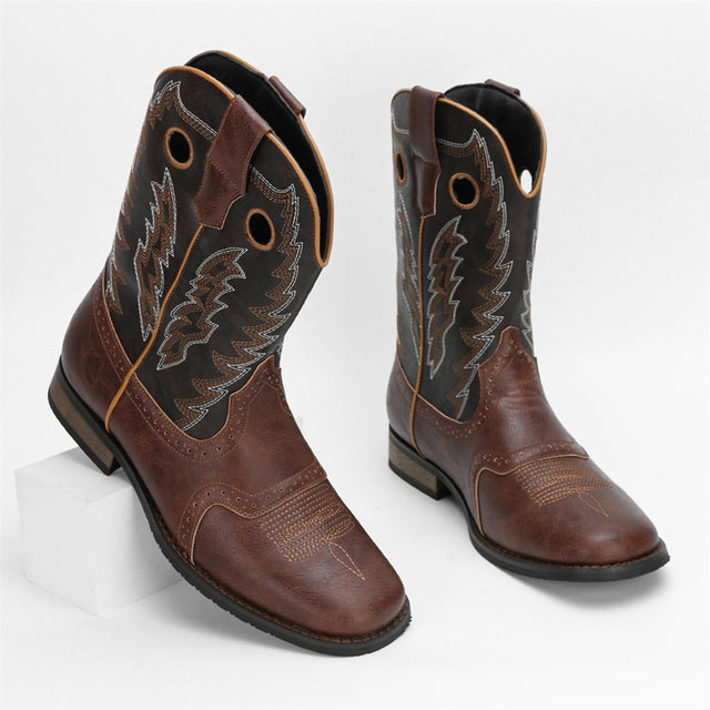 Embroidered Exotic Western Mid-Calf Cowboy Boots