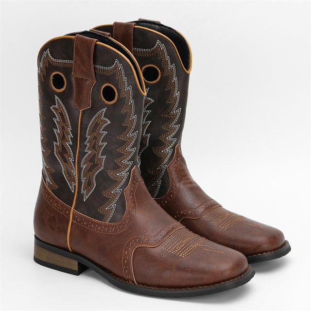 Embroidered Exotic Western Mid-Calf Cowboy Boots