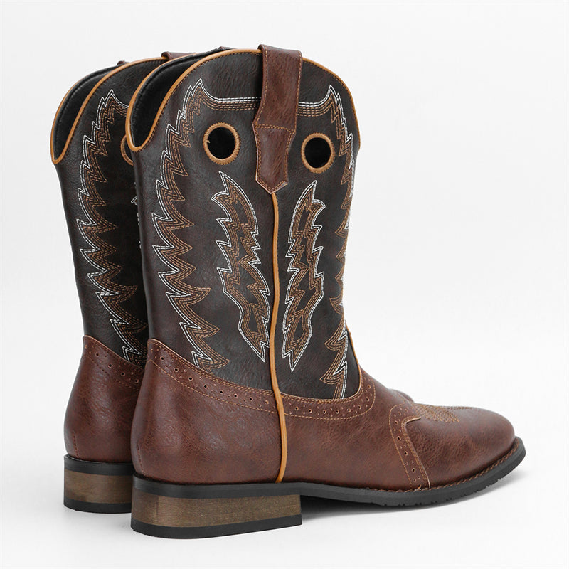 Embroidered Exotic Western Mid-Calf Cowboy Boots