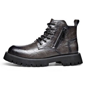 AlliLux Leather Alligator Fur Lace Up Boots