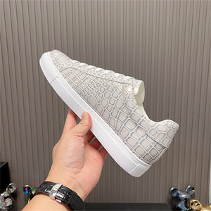 LuxeLeather Textured Lace-up Platform Sneakers