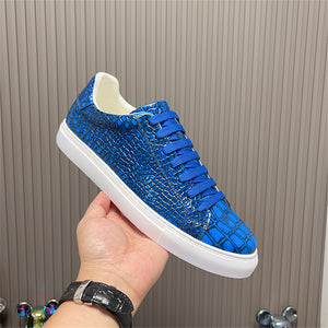 LuxeLeather Textured Lace-up Platform Sneakers