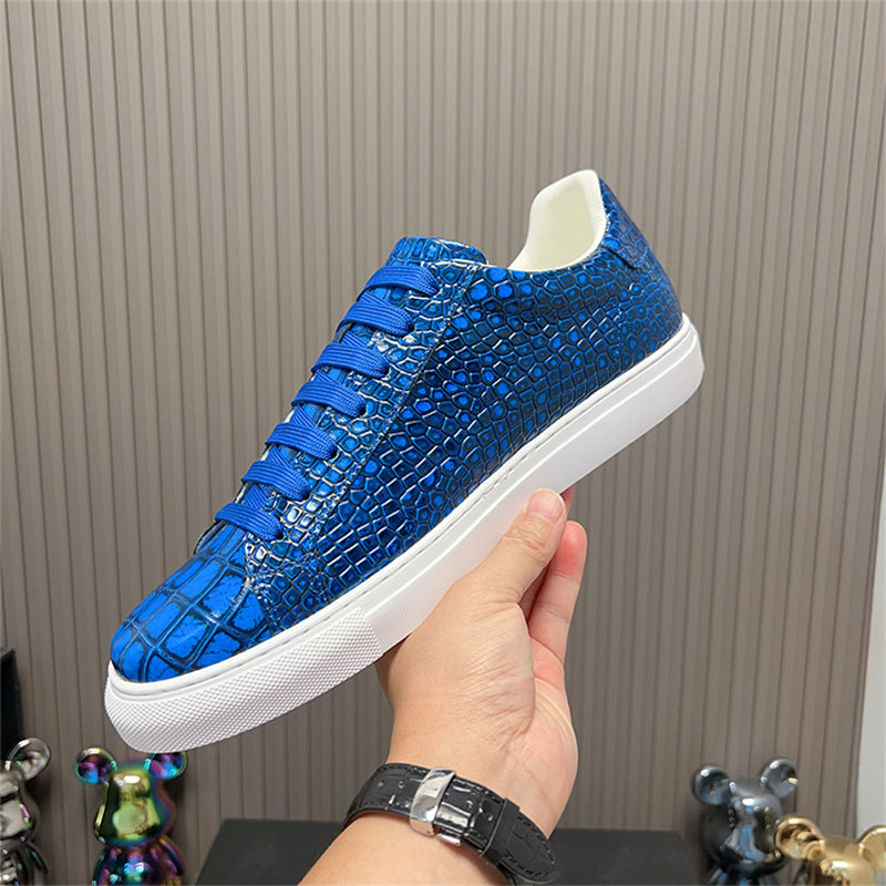 LuxeLeather Textured Lace-up Platform Sneakers