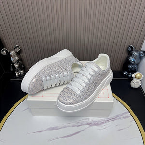 LuxeCroco Platform Lace-up Stitching Exotic Sneakers