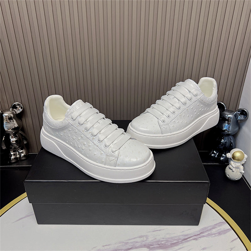 LuxeCroco Platform Lace-up Stitching Exotic Sneakers