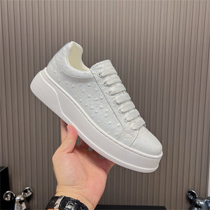 LuxeCroco Platform Lace-up Stitching Exotic Sneakers