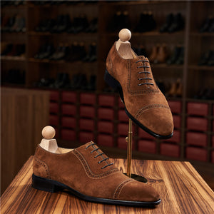 AlliLuxe Exotic Carved Leather Brogue Dress Shoes