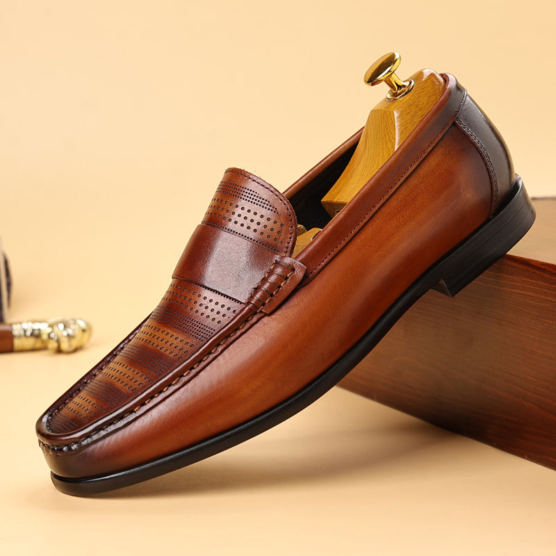 LuxLeather Elegant Genuine Leather Slip On Loafers