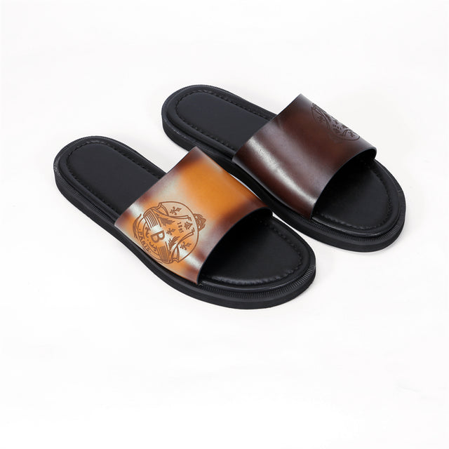 Embossed Elegance Slip-On Sandals