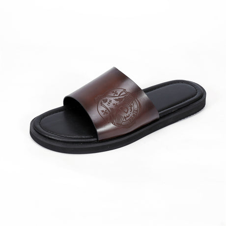 Embossed Elegance Slip-On Sandals