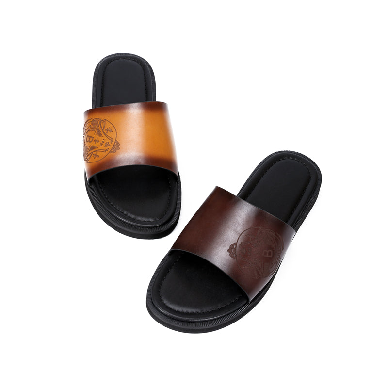 Embossed Elegance Slip-On Sandals