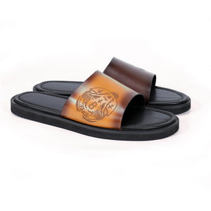 Embossed Elegance Slip-On Sandals