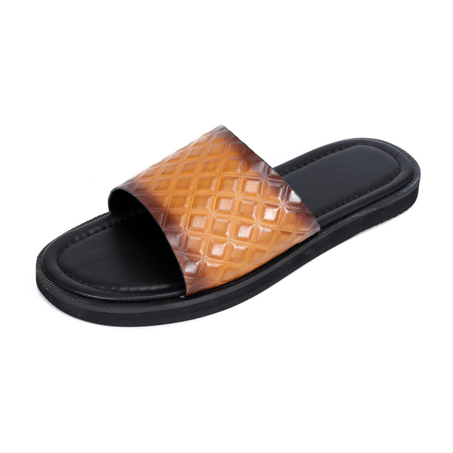 Embossed Elegance Slip-On Sandals