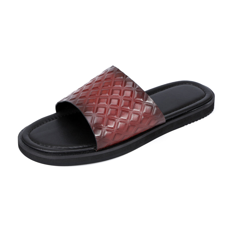 Embossed Elegance Slip-On Sandals