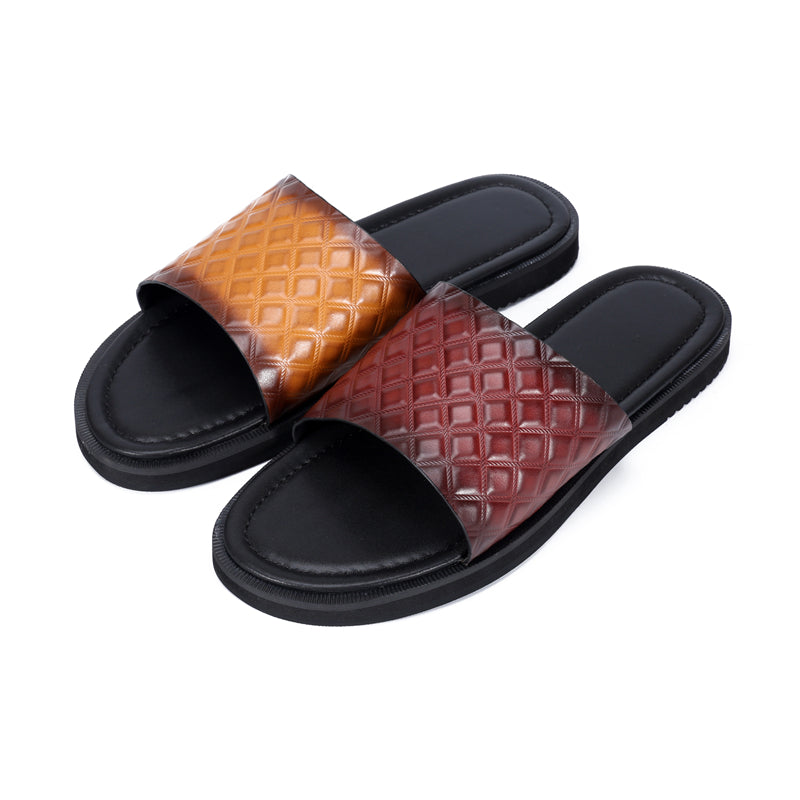 Embossed Elegance Slip-On Sandals