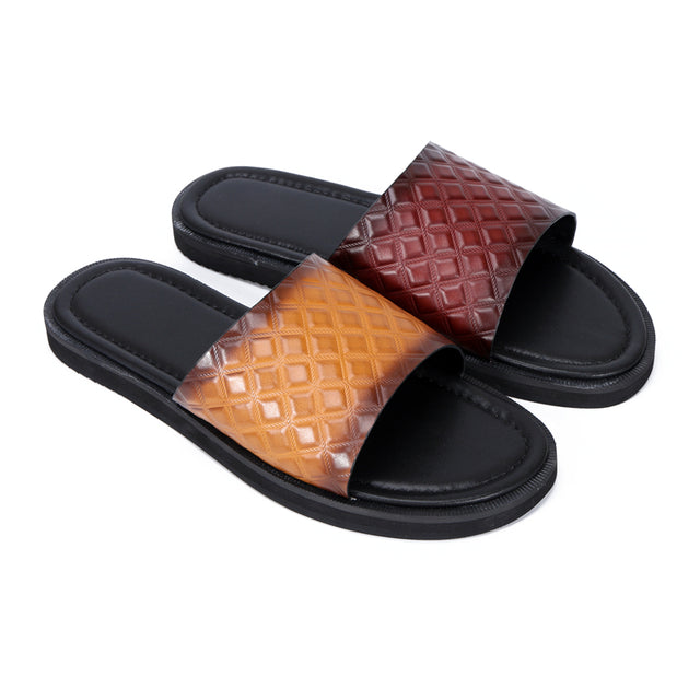 Embossed Elegance Slip-On Sandals