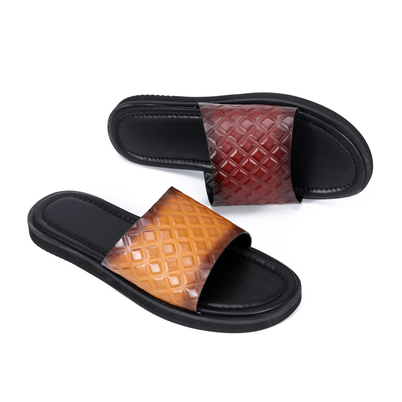 Embossed Elegance Slip-On Sandals